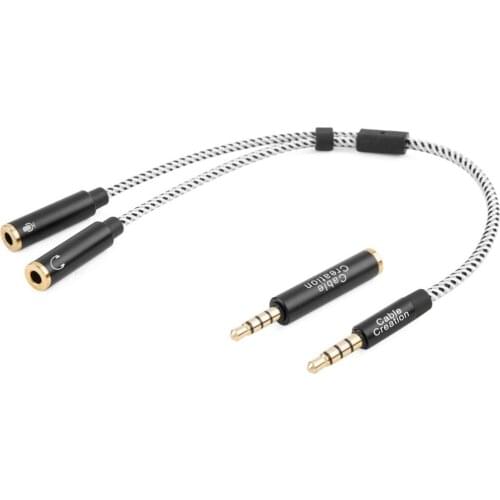 Headset Splitter Cable,3.5mm Female Headphone and Microphone Stereo Audio Y Splitter Cable with 3.5mm Jack CTIA to OMTP Adapter