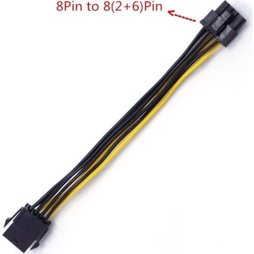 PCIE Extension cable GPU Female 8P to Male 8Pin/6+2Pin GPU power supply cable mining graphics card expansion 18AWG 20cm