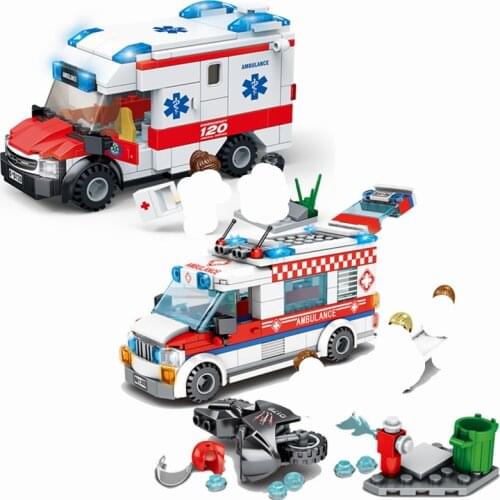 New City Fire Control Series Medical Ambulance Building Blocks Model Sets Bricks Classic for Children Toys Kids Gift