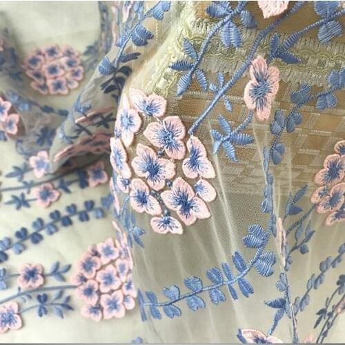 LASUI 1y=1 lot High-end 3d Hydrangea embroidery lace fabric diy wedding dress Cheongsam,bridal gown. lace apparel fabrics X0362