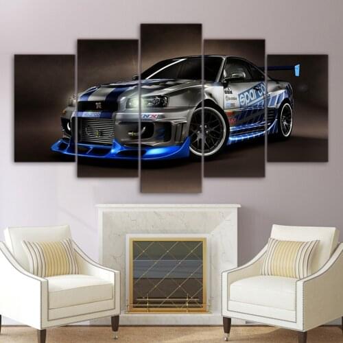 5 Panel Sport Cool Car HD Printed Wall Art Modular Modern Canvas For Living Room Pictures Home Decor Painting Poster Frame