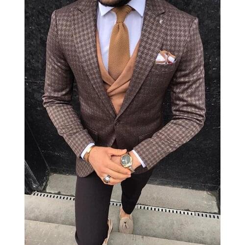 2020 Newest Mens Suits Wool Blend Notched Lapel Costume Homme Formal Men Suit Slim Fit Custom Made