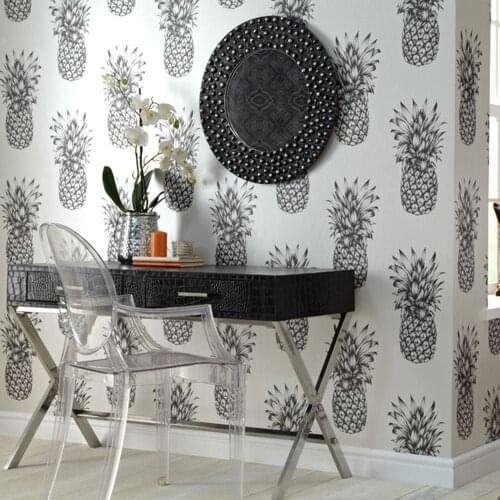 Tropics Copacabana Pineapple Wallpaper - Black & White - PW690900