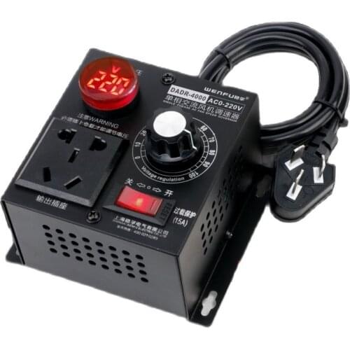 AC 0-220V 4KW Single-Phase Motor Speed Governor Voltage Regulator Fan Speed Adjustable Switch Thermostat with Voltmeter