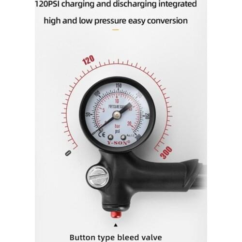 Portable High-pressure Bike Air Pump with Gauge for Fork Rear Suspension Shock