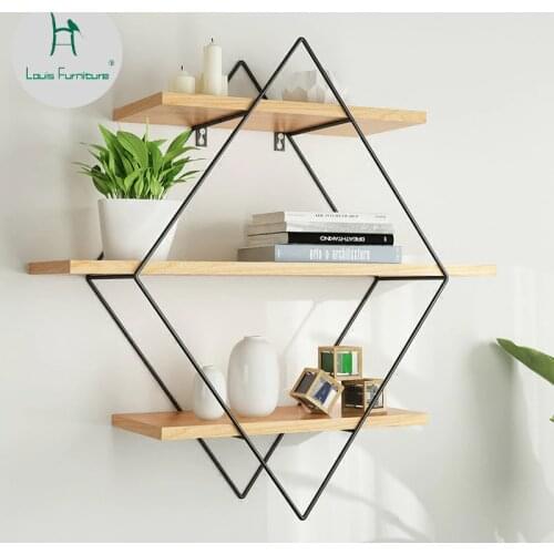 Louis Fashion Simple Modern Solid Wood Mounted Living Room TV Wall Hanging Shelf