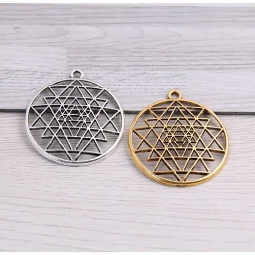 SWEET BELL 12PCS 35*39mm Metal Alloy Two Color Geometry Round Charms Pendants for Jewelry Making DIY Handmade Craft