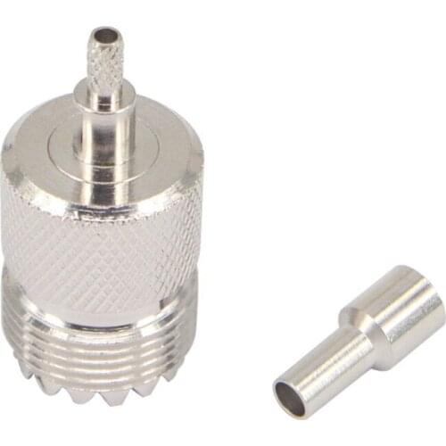 UHF Female Jack SO239 RF Coax Connector Crimp for RG316,RG174,LMR100 Straight Nickelplated