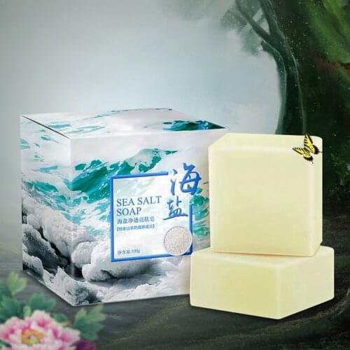 100g Pimple Facial Moisturizing Oil Control Sea Salt Soap Remove Mites Smooth Brightening Acne Skin Care Blackheads Cleaning