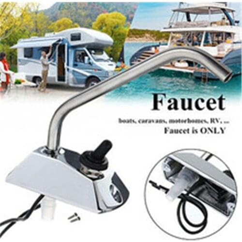 DC 12V Water-Tap Stainless steel kitchen Sink Faucet 360 Degree Rotating Modern Electric Control Commercial Faucet RV Yachts