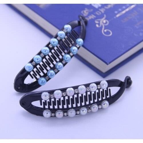 Wholesale Headwear Pearl Rhinestone Banana Hair Clips Claws For Lady Adult Hair Combs Fashion Barrettes Hair Accessories