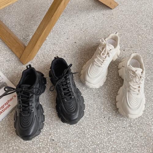 2021 Womens Shoes Sports Shoes Fashion Personality Retro Daddy Shoes Womens Wild Thick-soled Outdoor Casual White Shoes