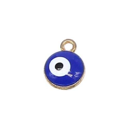 10PCS 8mm mixed color Turkish evil eye charm alloy drop oil blue eyes round pendant jewelry DIY production