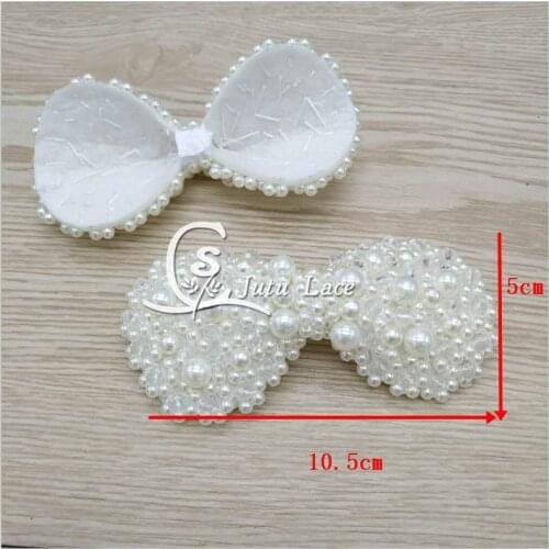 30 pcs/ lot , Pearl bowknot DIY handmade headband bows with beads for headband shoes dress apparel accessories