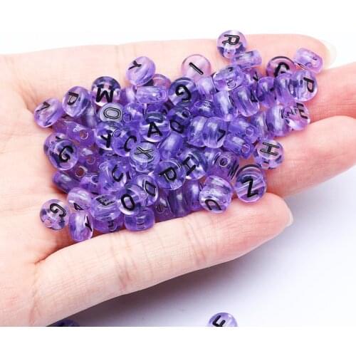 4*7mm Mixed Purple Letter Acrylic Beads Alphabet Round Flat Spacer Beads For Jewelry Making Diy Bracelet Necklace Supplie