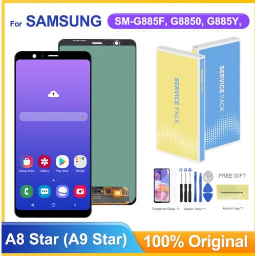 Super Amoled Lcd For Samsung Galaxy A8 Star G8850 Lcd Display Touch Screen Digitizer Assembly For Samsung A9 Star G8850 Lcds