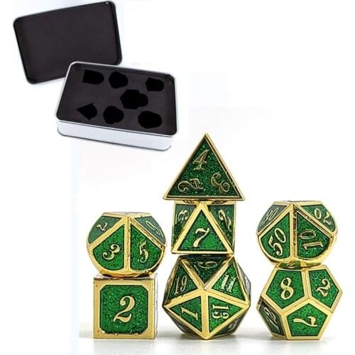 7 PCS Italic Style Metal Dice Metallic DND Game D&D Dice with Free Metal Case Drop Shipping