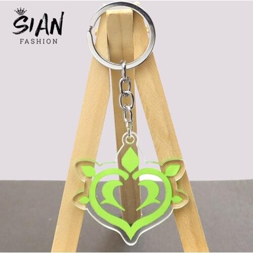 Anime Genshin Impact Acrylic Keychain God Eye Water Wind Thunder Fire Rock Ice Element Two-Sided Keyring Unisex Jewelry Gifts