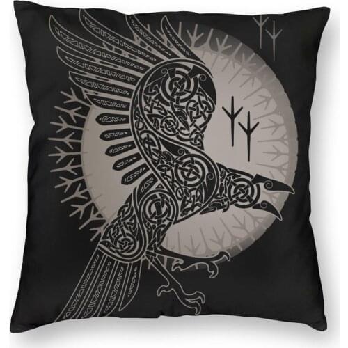 Raven Tribal Symbol Vikings Pillow Case Home Decorative Cushion Cover Throw Pillow for Living Room Double-sided Printing