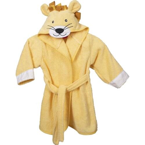 Hooded Kids Bathrobe % 100 Cotton Yellow Color, 1,2,3,4,5,6,7,8,9,10,11,12 Years Chıld Towel, Pyjamas And Beach