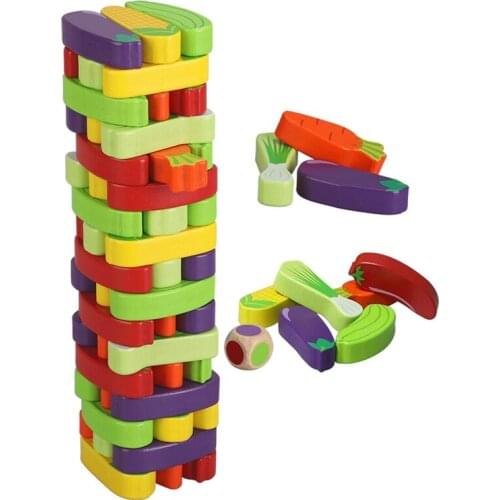 FBIL-Wooden Balance Colored Stacking Game for Kids Tumble Tower Blocks for Kids Building Blocks Educational Toy
