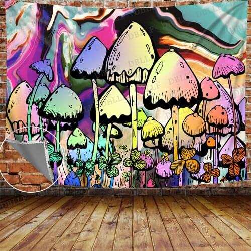 Simsant Cartoon Mushrooms Wall Tapestry Trippy Mushroom Forest Art Wall Hanging Tapestries for Living Room Home Decor Banner