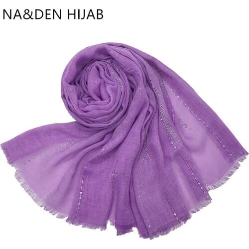 Hot rhinestone Long head muffler Women popular scarves Islamic bandana Ladies wraps Solid plain shalws Muslim hijab 10pcs/lot