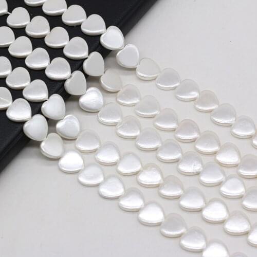 Natural White Heart Shape Shell Isolation Beads for Necklace Bracelet Accessories Jewelry Making DIY Women Gifts Size 15mm