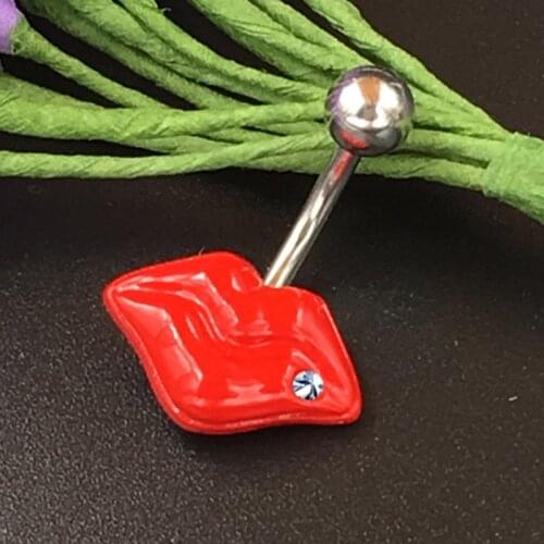Starbeauty Crystal Lip Belly Button Rings Mouse Navel Piercing Ombligo Red Lip Piercing Nombril Stud Lipstick Earring Pircing