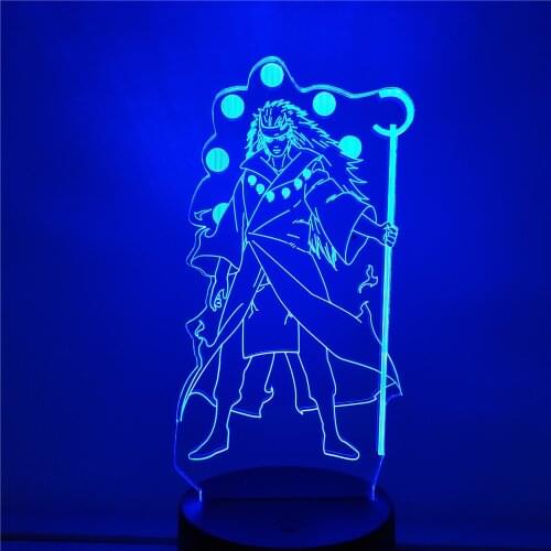 Naruto Uchiha Madara 3D LED Night Lights Rikudo Sennin Version Kids Bedroom Bedside Decoration Lampara Creative Lamp Home Lampe