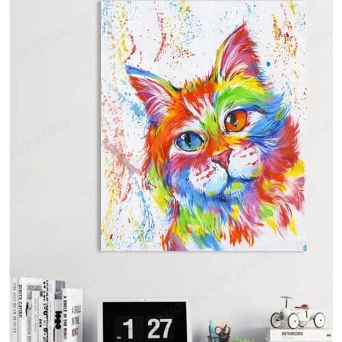 Watercolor Cat Wall Art Animal Oil Painting Home Decor Wall Pictures For Living Room Canvas Painting Posters and Prints