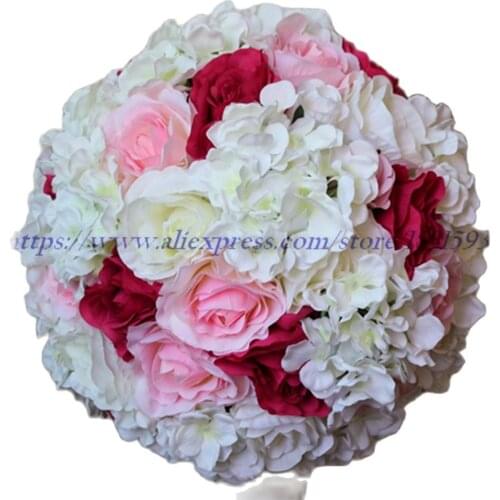 NEW 55cm 2pcs/lot Hanging Flower Ball Centerpieces Silk Rose Wedding Kissing Ball Decoration Ball TONGFENG