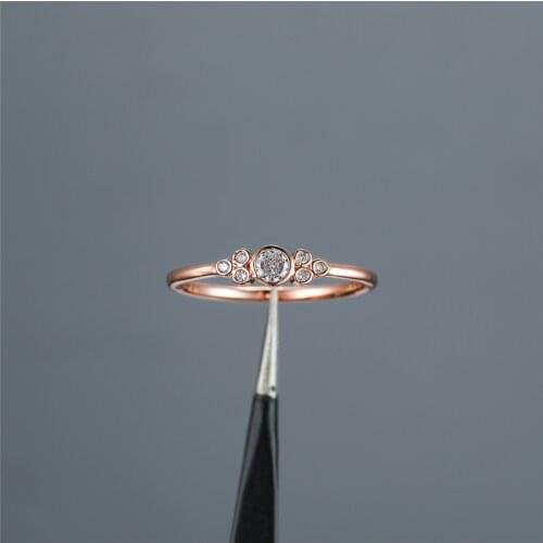 Charm Female White Zirconia Stone Ring Dainty Rose Gold Color Wedding Ring Simple Round Thin Engagement Rings For Women
