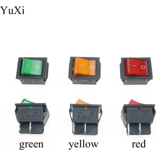 YuXi Latching Rocker Switch Power Switch I/O ON OFF 2 Position 4 Pins with Light 16A 250VAC 20A 125VAC KCD4