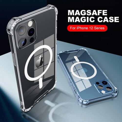 12 Clear Case For iPhone 12 Pro Max Case Support For Magsafe Wireless Charging Luxury Transparent Back Cover for Apple 12 Mini