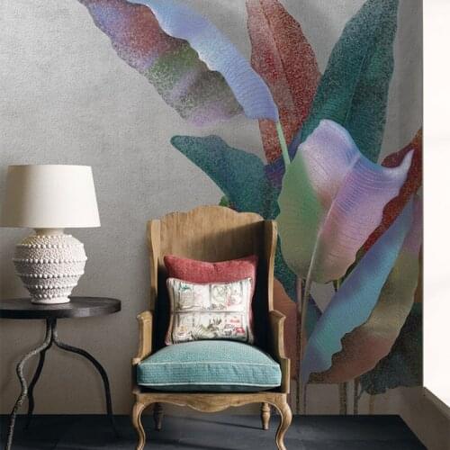 MASAR Light luxury plant pattern living room bedroom villa background wall sofa wallpaper study Proud rainbow