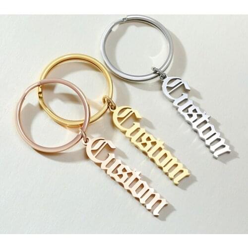 Handmade Personalized Name Pendant Stainless Steel Nameplate Keychain Women Men Customized Keychain Jewelry Birthday Gift