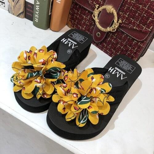 Hot Summer New Women Fashion Flower Decoration Womens Slippers Flat Casual Shoes Flip-Flops