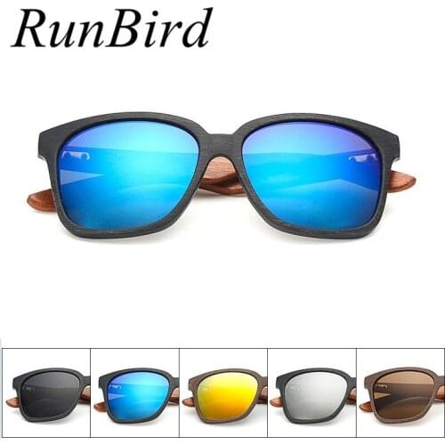 RunBird 2018 Wood Sunglasses for Men Women Rivet New Sunglasses Men Shades Wooden Sunglasses for Men Eyewear Oculos Madeira R053