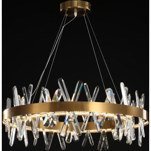 Modern Gold Crystal Chandelier Lighting For Dining Room Round Design Chandeliers Inddoor Light Fixtures LED Cristal Lustre