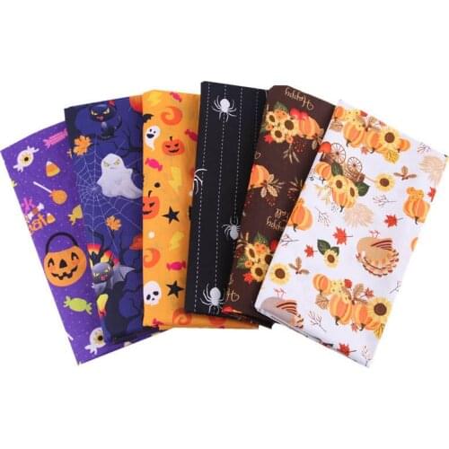 6-60pcs Halloween Cotton Fabric Printed Cloth Sewing Quilting Fabrics For Patchwork Needlework DIY Toys Mask Made Fabric