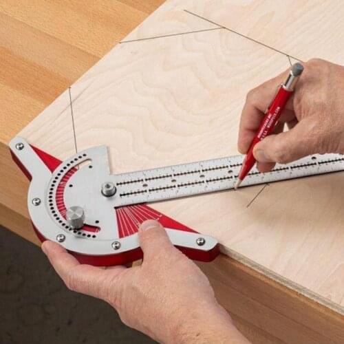 Stainless Steel Protractor Round Head Rotary Angle Rule Metal Arm Ruler Adjustable Multifunction Mathematics Measuring Tool