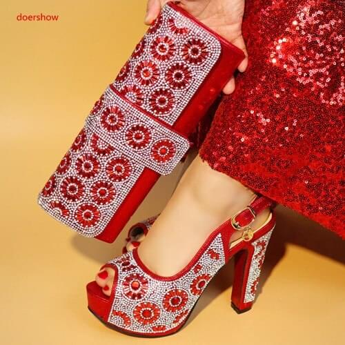 Doershow Shoe and Bag Set Women Shoes and Bag Set In Italy Design Italian Shoes with Matching Bag Set Decorated withshoe SLY1-2