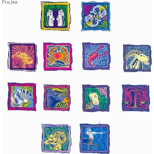 Prajna Vinyl Heat Transfer Iron On Transfers For Clothing Constellation Patch Thermo Sticker On Clothes T-shirt Leo Applique