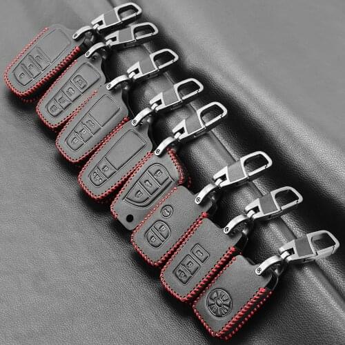 High quality New Leather car key case cover For Toyota Prius Camry Corolla C-HR CHR RAV4 Prado Land Cruiser Accessories keychain