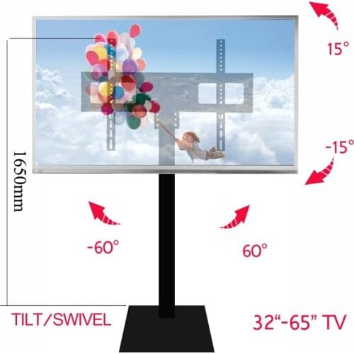 1650mm high) Steel tilt back forth up down swivel full motion 32"-65" LED LCD TV Cart Flat Panel Plasma TV Trolley Floor Stand