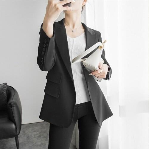 New arrival fashion spring suit casual oversized ladies OL simple two-pocket coat long-sleeve slim high-slit chiffon wild suit