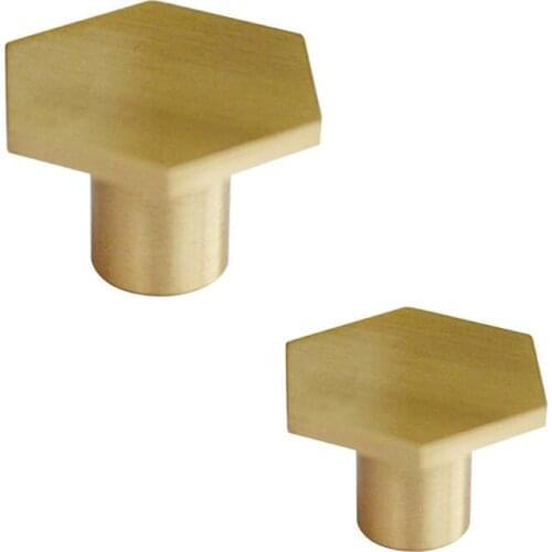 Gold Brass Hexagon Knobs Cabinet Door Handle Drawer Pulls Furniture Hardware