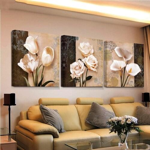 3 Pieces Tulip Flowers Abstract Paintings diamond Painting By Numbers full diy diamond embroidery mosaic pattern cross stitch