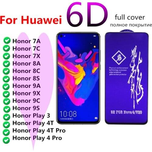 Rinbo 6D Full Protective Glass For Huawei Honor 8X 8A 8C 8S Tempered Glass Honor 7A 7C 7X 9X 9A 9C 9S Play Screen Protector Film